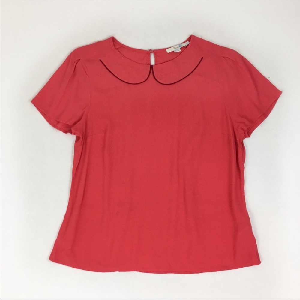 Boden Montpellier Red Peter Pan Collar Blouse